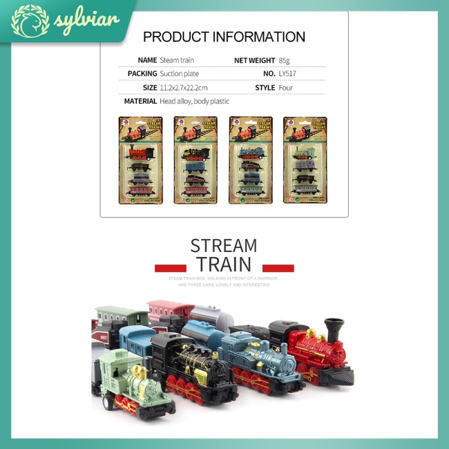 Set 4 Mô Hình Xe Lửa Hơi Nước Mini Bằng Hợp Kim Dành Cho Trẻ Em