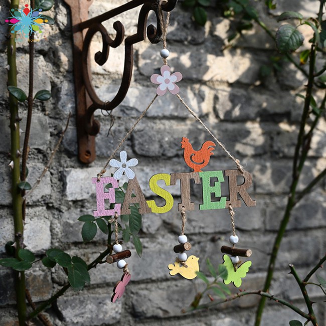 Party Ornament Home Shop Window Decor Letter for Pendant Easter Hanging Wooden