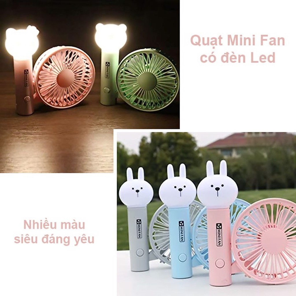 Quạt Mini Fan Hình Thú Có Đèn Dễ Thương