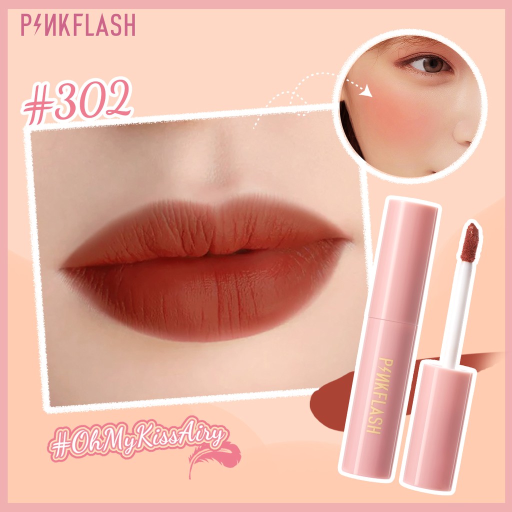 Set son lì PINKFLASH Kiss Air Matte Liquid chống nước và sử dụng kép cho má hồng 60g (302+304+306)