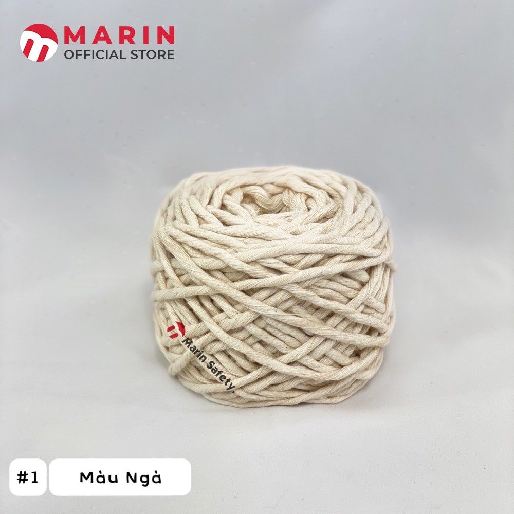 Dây thừng se macrame cotton 1 xoắn 4mm màu kem, màu ngà