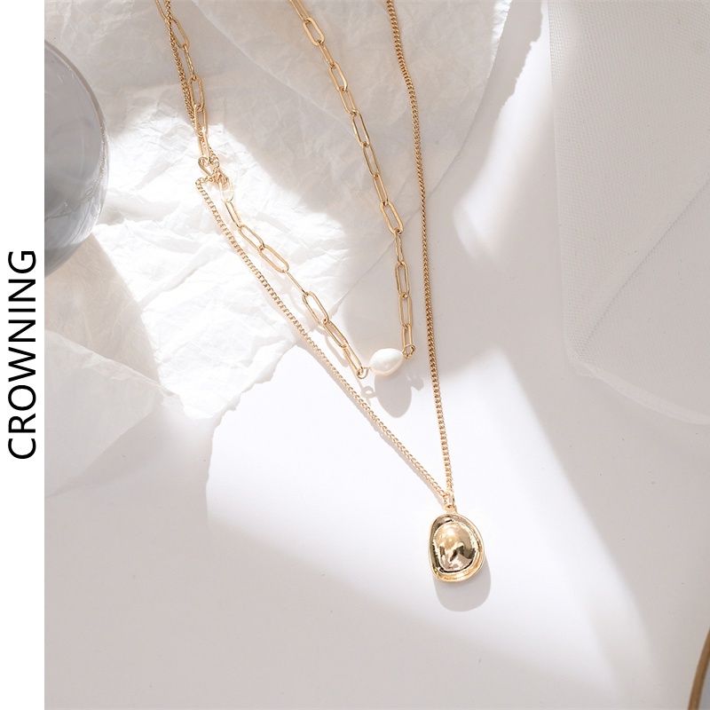 Vòng Cổ Hai Lớp Đính Hạt Ngọc Trai Phong Cách Thời Trang Mới 2022 F667