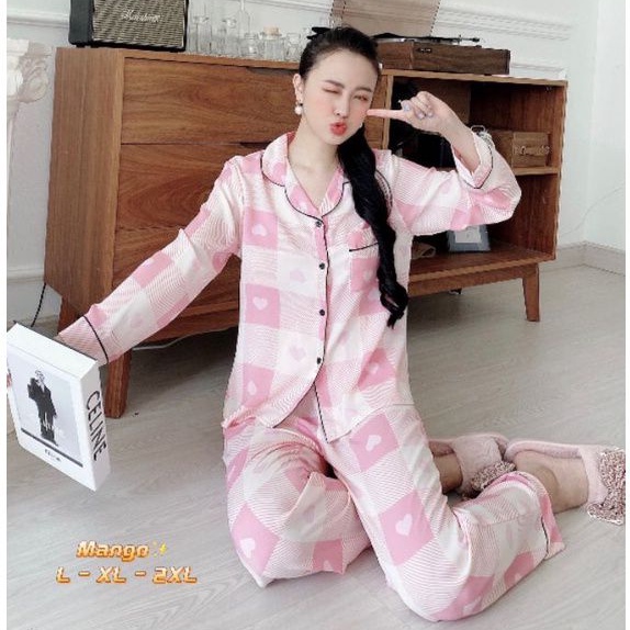 Bộ Pijama Nữ Tay Dài - Bộ Đồ Ngủ Lụa Mango Cao Cấp Hàng Có Đủ SizeGiảm 10K Đơn 200K
