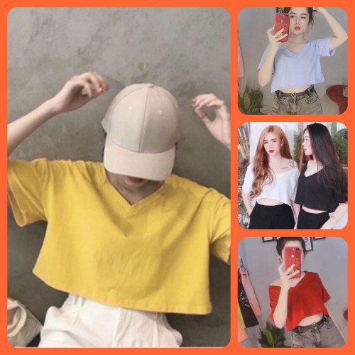 ÁO THUN CROPTOP FULL MÀU (2 loại: cổ tròn và cổ tim)