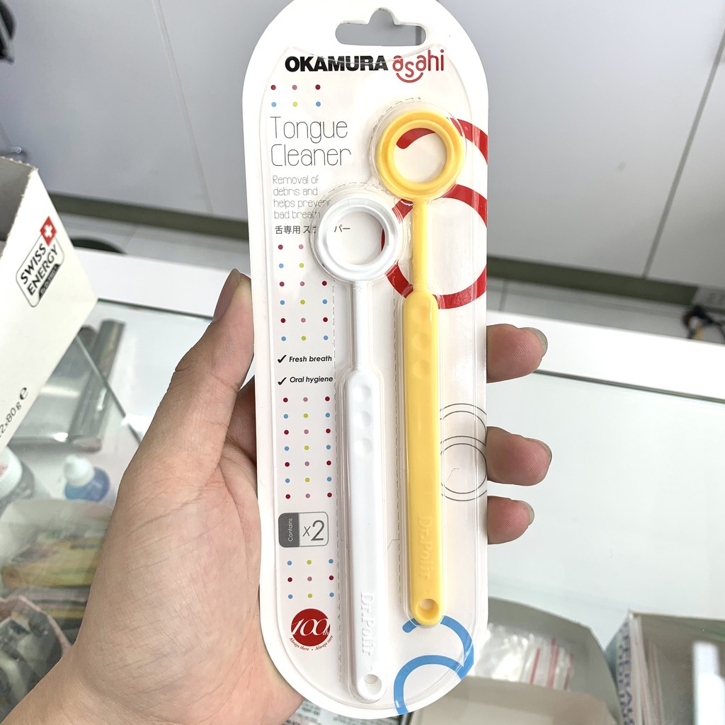 Okamura - Dụng cụ cạo lưỡi Asahi (Vỉ 2 cây)