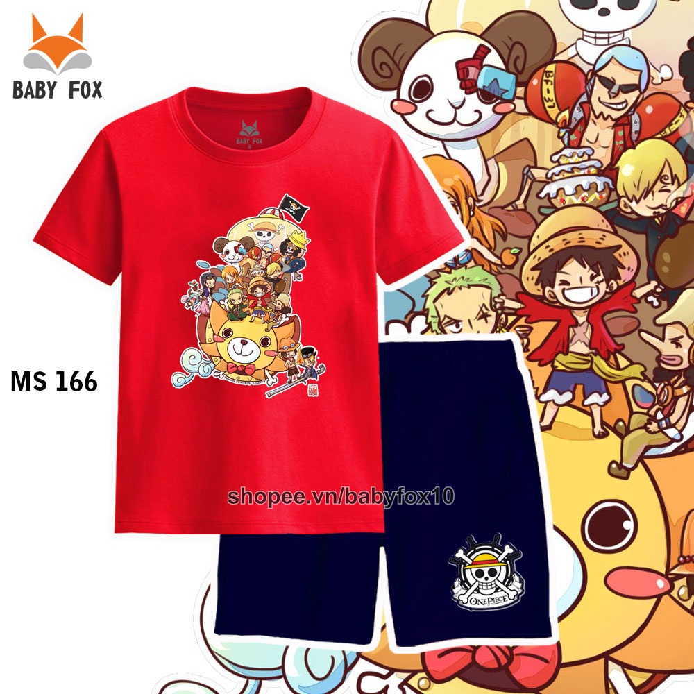 Bộ bé trai size nhí, trung, đại 100% cotton loại tốt, thương hiệu BABY FOX in hình Luffy, Zoro m