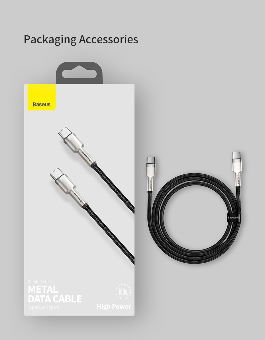 Cáp Baseus sạc nhanh chuyển đổi USB C sang Type C QC 4.0 PD 100W cho MacBook Pro Xiaomi Redmi Note 8 Pro Samsung S20