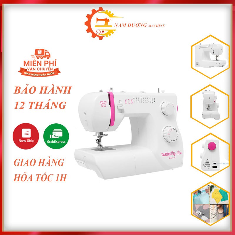 Máy may cơ gia đình Butterfly JH5311A  > CHÍNH HÃNG < lập trình đường may hiện đại nhỏ gọn nhiều chức năng