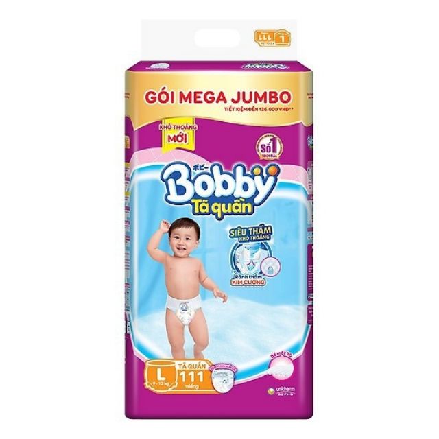 Tã quần Bobby Mega Jumboo đủ size M120/L111/XL102/XXL93 miếng