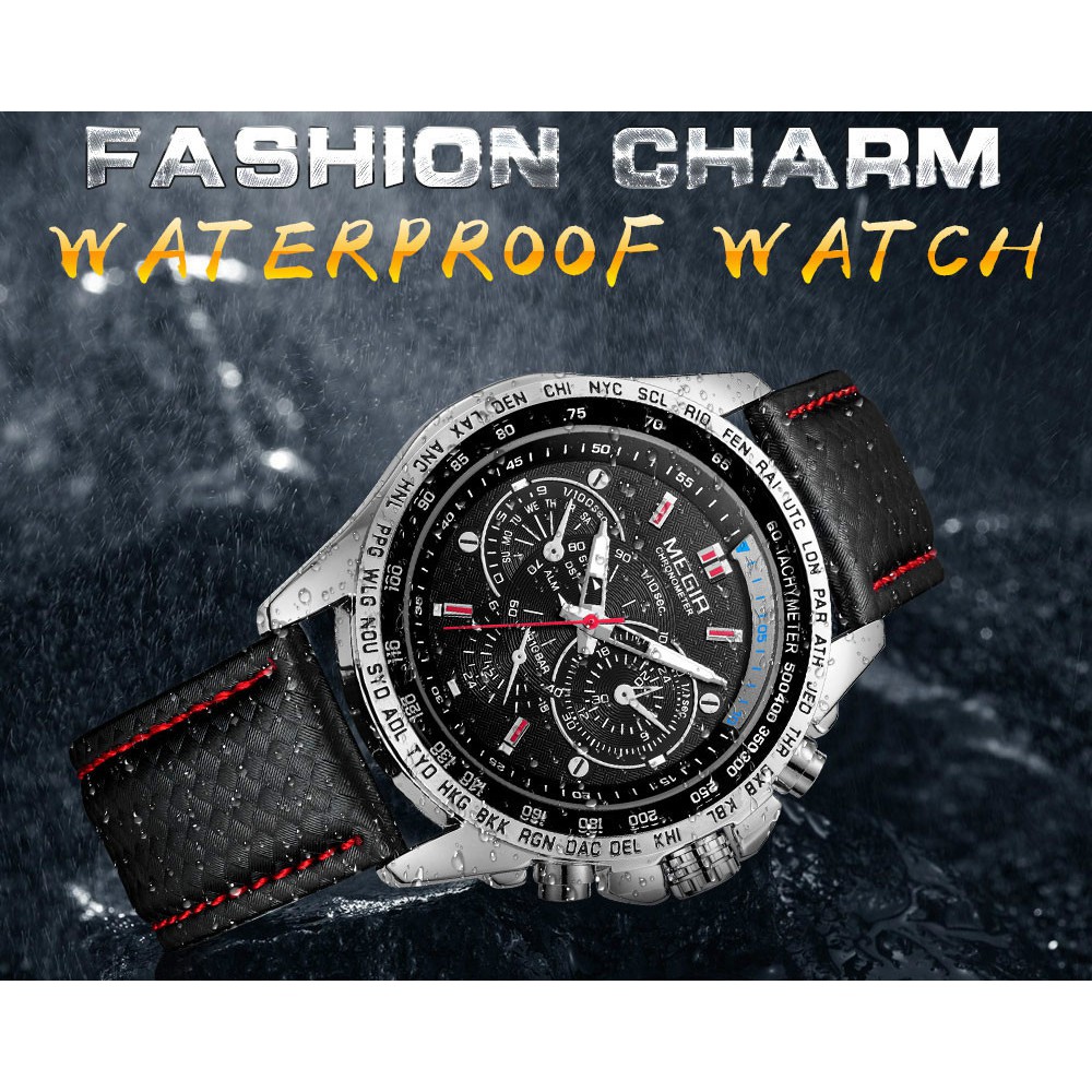 MEGIR 1010 quartz Men's Fashion Watches Chronograph Glowing Clock Hours Men's Wrist Watches Waterproof