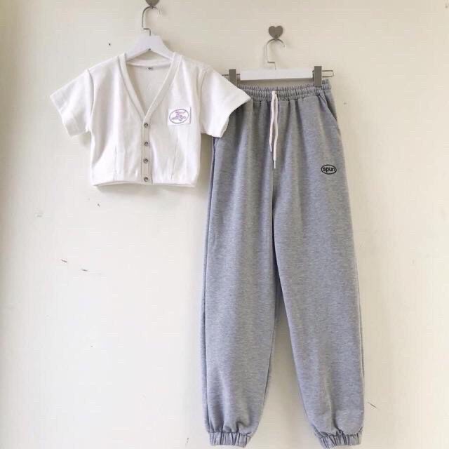 [ Mã FAMAYWA2 giảm 10K đơn 50K] set đồ áo croptop nút giả và quần jogger SPUN cá tính 0089 | BigBuy360 - bigbuy360.vn