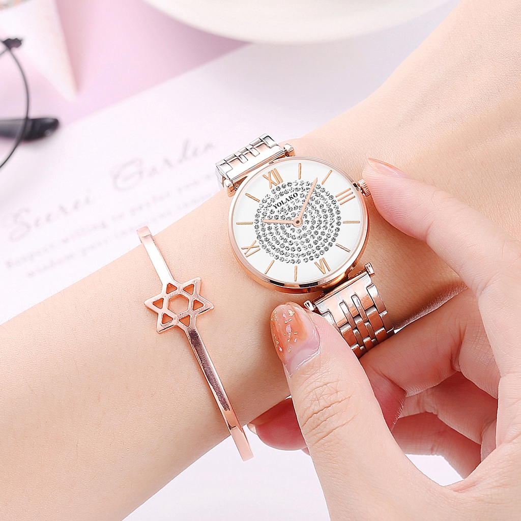 Luxury Full Diamond Watch Women Waterproof Stainless Steel Wristwatch