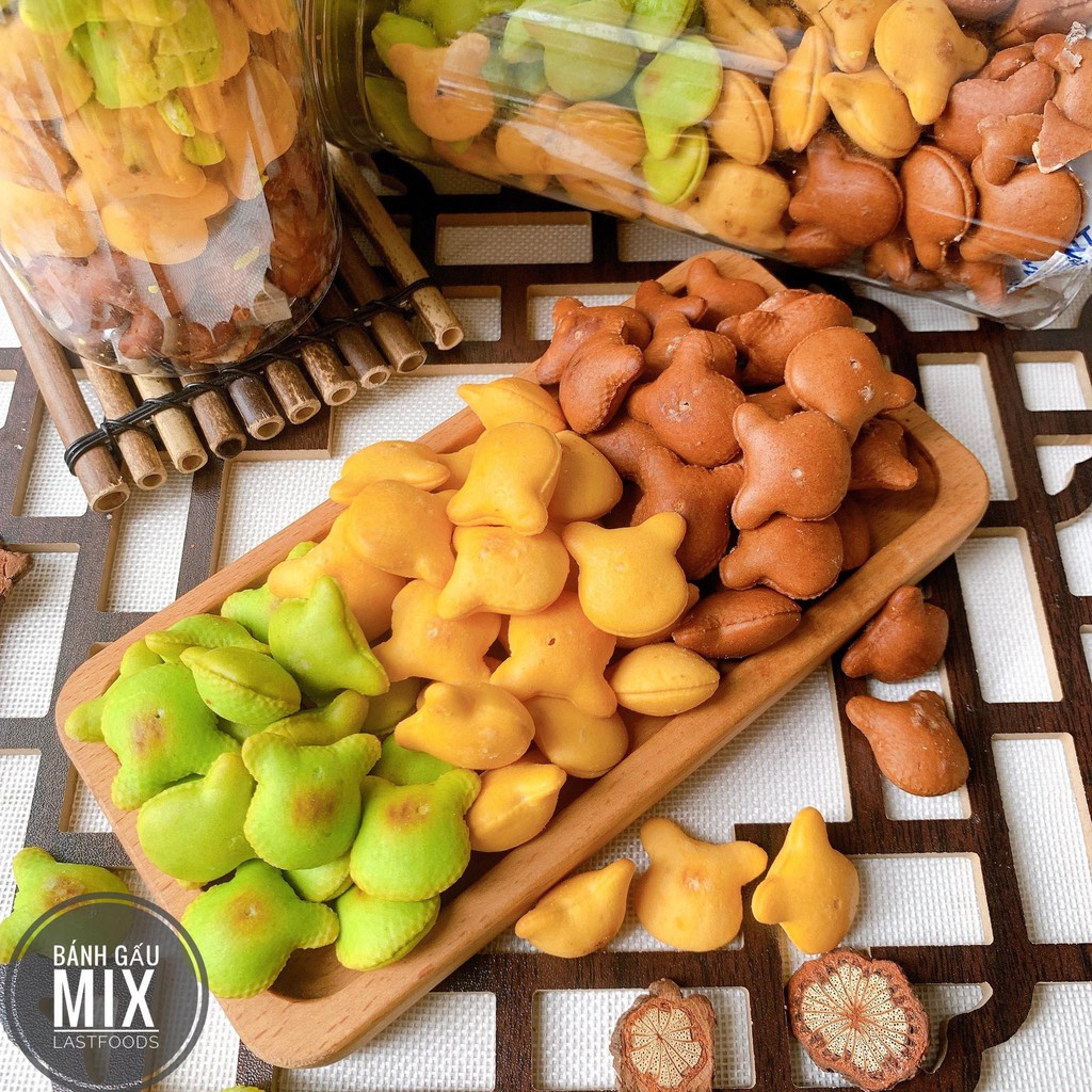 Bánh Gấu Nhân Kem Sữa Mix 3 vị hũ 450 gr Thơm Ngon Béo Ngậy