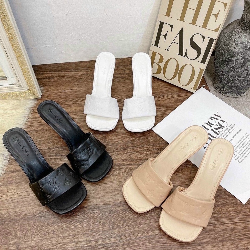 [Mã 33FASHIONSALE giảm 12% đơn 99K] Giày cao gót phối bảng da cực xinh cao 7F