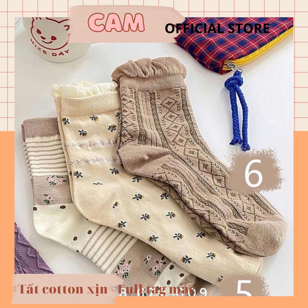 SET TẤT CỔ CAO NAM NỮ  TẤT LOLITA , TONE NÂU VINTAGE , SET TẤT QUÀ TẶNG NOEL NGÀY LỄ