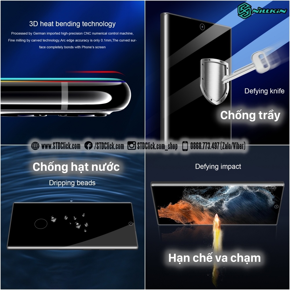KÍNH CƯỜNG LỰC SAMSUNG GALAXY S22 ULTRA 5G NILLKIN 3D CP+MAX CHÍNH HÃNG