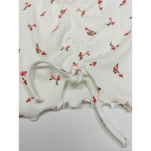 Áo croptop nữ thun gân hoa nhí xuất xịn Áero
