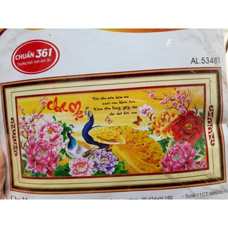 Tranh thêu chữ thập thư pháp cha mẹ 99x48cm