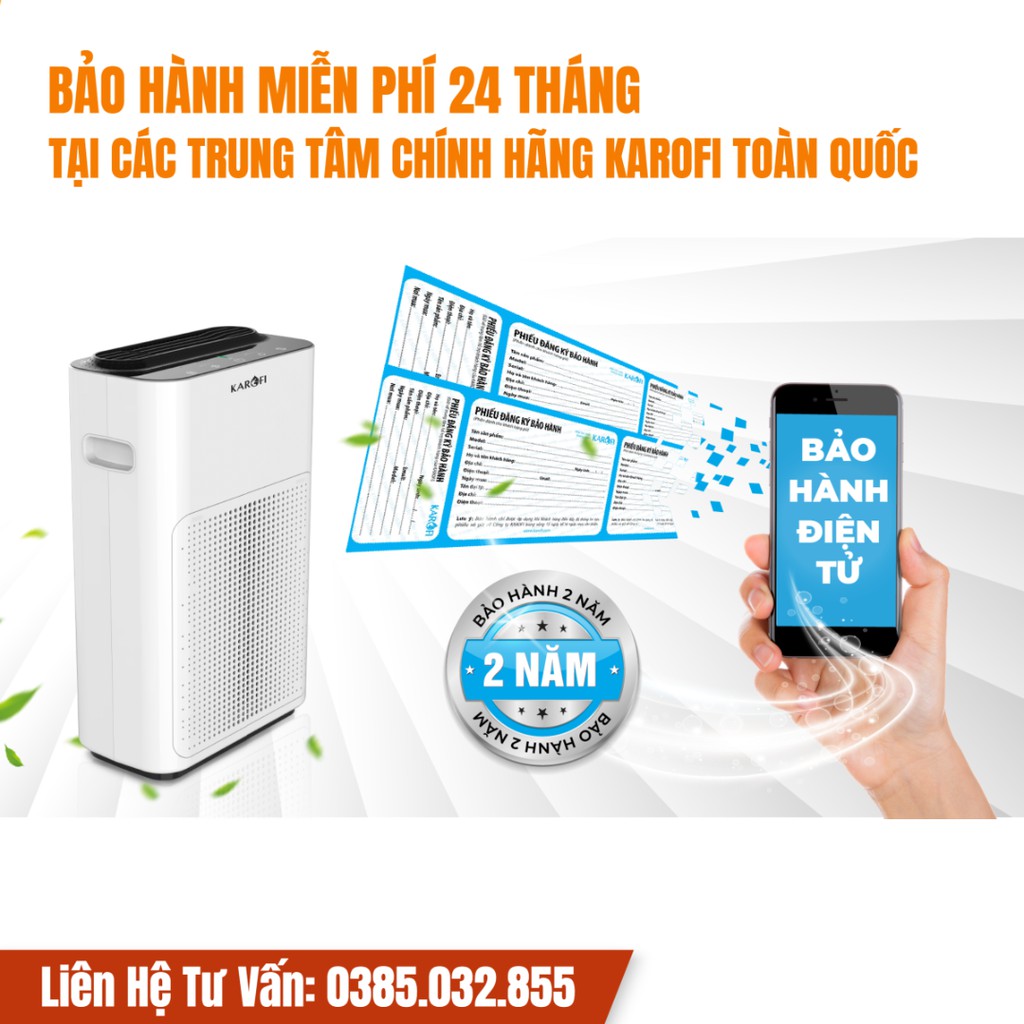 Máy lọc không khí Karofi KAP-E114, Công nghệ thông minh với 4 lớp lọc loại bỏ 98,63% bụi bẩn