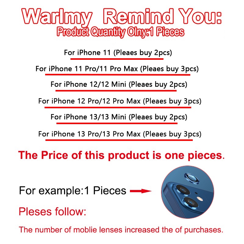 Miếng dán bảo vệ camera chống xước cho iPhone 13 12 11 Pro Max
