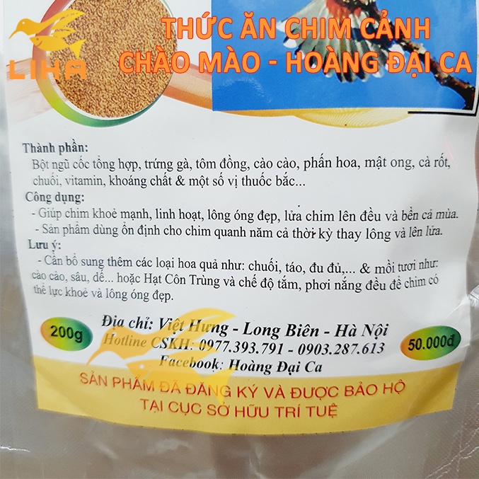 [Cám Chất 200gr] Cám Chào Mào Hoàng Đại Ca - Cám Mát Lửa ổn Định