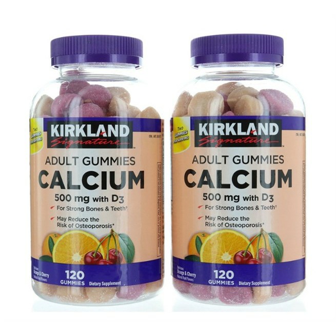 Kẹo dẻo Canxi Kirkland Signature Adult Gummies Calcium 500mg D3 – 120 viên