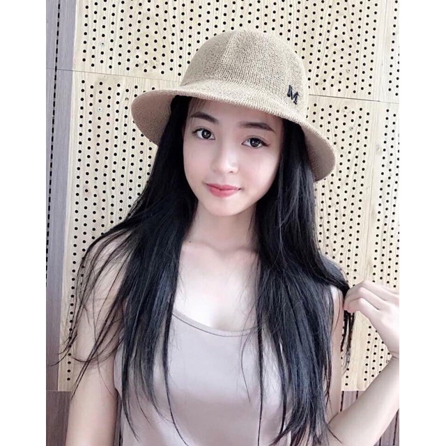 Nón cói chữ M nhiều màu (Đỏ - Nâu - Kem - Hồng - Đen) - shop8868
