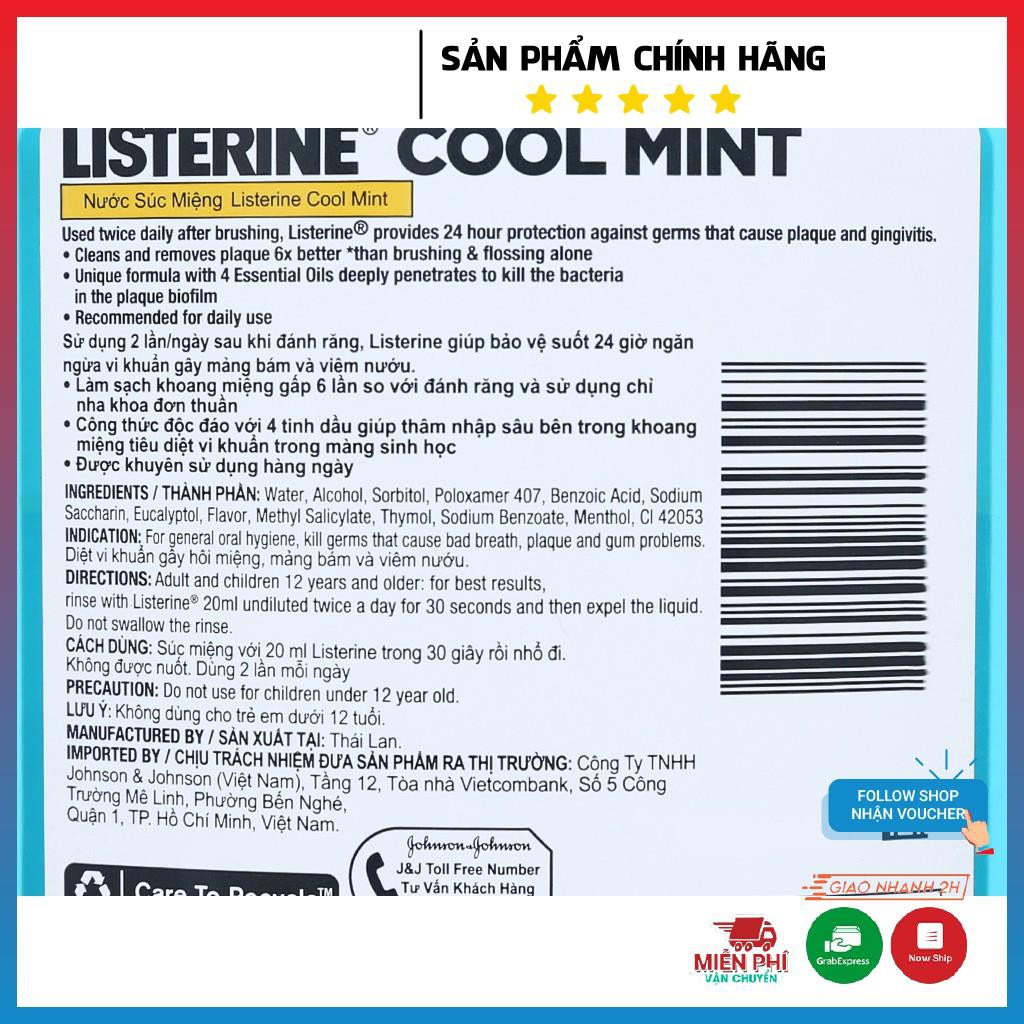 Nước Súc Miệng Listerine Hơi Thở Thơm Mát 750ml Cool Mint Mouthwash