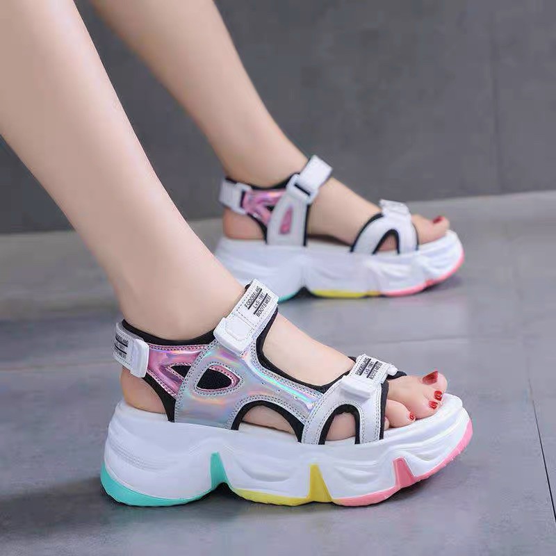 Giày Sandal Xuồng HÀNG ĐẸP Quai Dán Xé Phản quang - Đế Mix Màu - Quảng Châu 2001