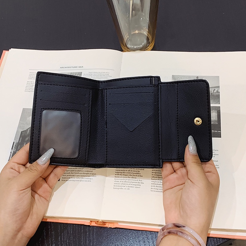 Ví Đựng Tiền Xu / Thẻ Có Khóa Cài Họa Tiết Gấu Hoạt Hình Dễ Thương Cho Nữ