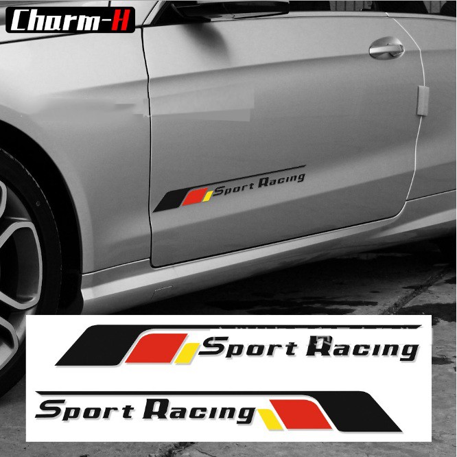 Bộ 2 tem dán cửa xe ô tô Sport Racing