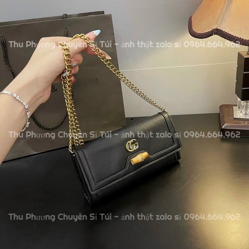 Túi Đeo Chéo Nữ Dáng Clutch Cầm Tay Khoá Vân Gỗ Hàng Loại 1 Logo Nổi Bản 3 Màu Sang Chảnh (ảnh thật shop chụp)