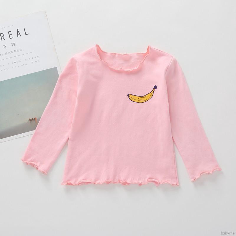Áo thun tay dài in họa tiết trái cây xinh xắn cho bé gái