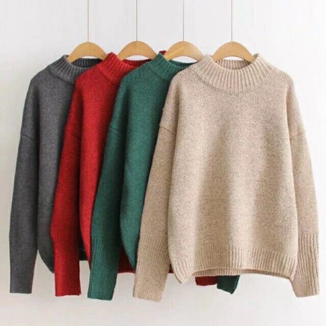 Áo cổ lọ chất liệu Len dệt