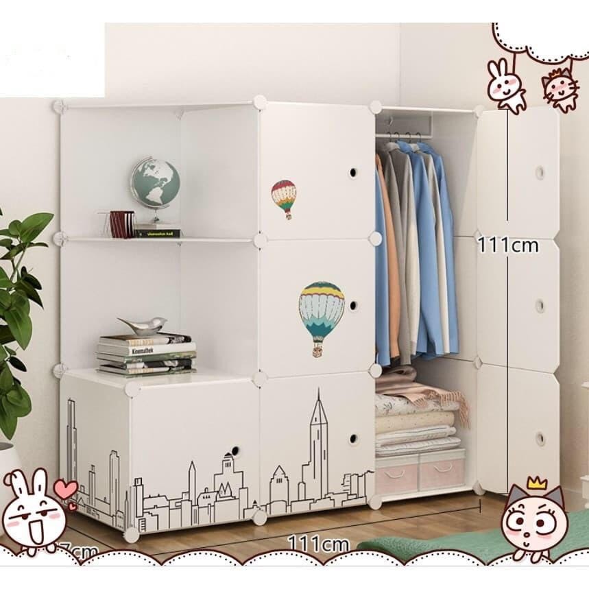 TỦ NHỰA LẮP GHÉP 2 Ô TRANG TRÍ +7 Ô ĐỂ QUẦN ÁO- SIZE 47CM