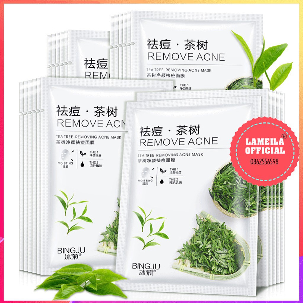 Combo 10 Mặt Nạ Trà Xanh BingJu TeaTree Removing Acne Mask