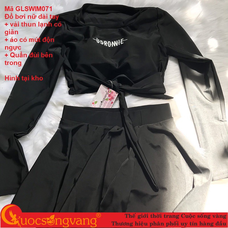 Bộ bơi nữ dài tay chống gió đồ đi biển nữ kiểu váy GLSWIM071 Cuocsongvang
