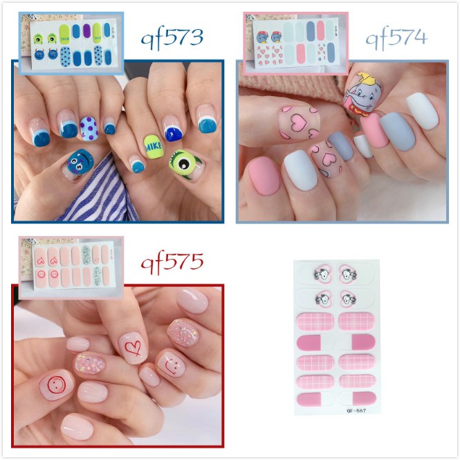 Set 14 sticker dán móng tay 3D không thấm nước thời trang