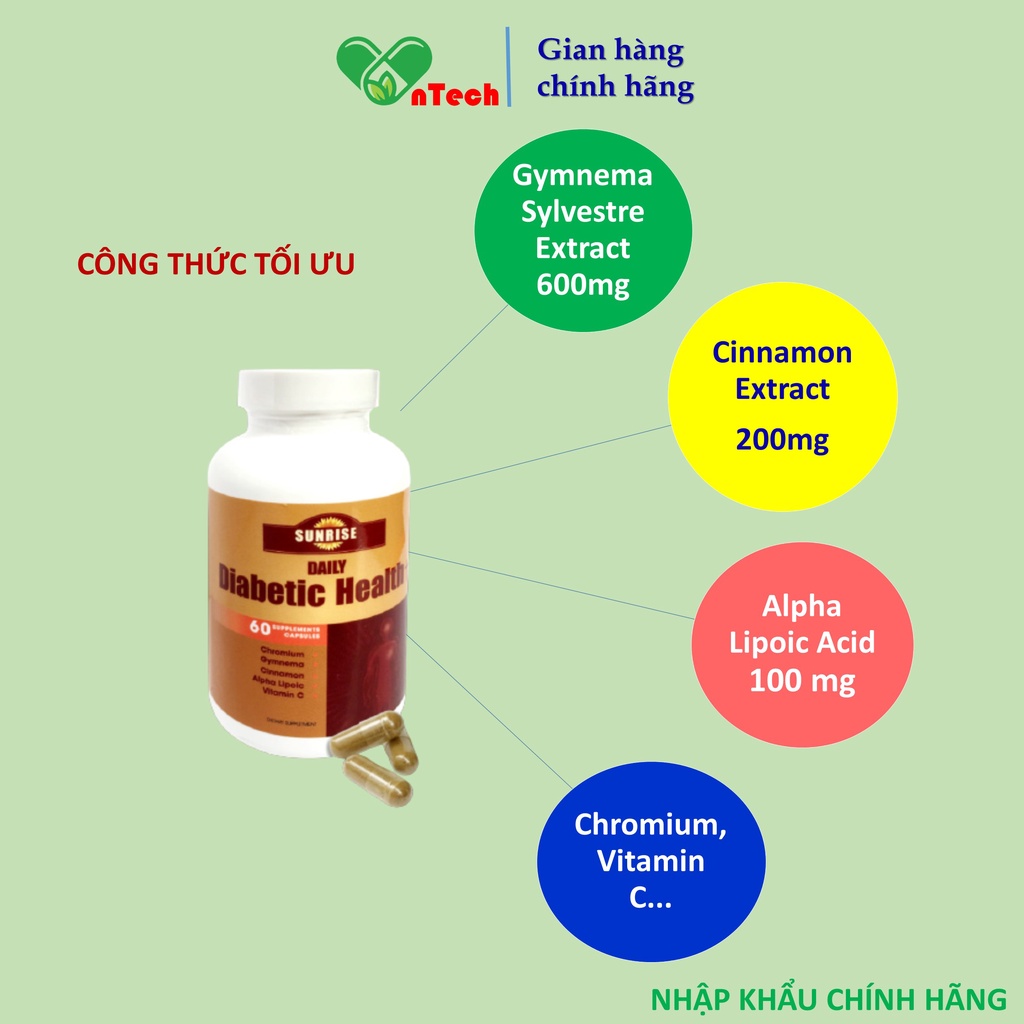 Viên uống tiểu đường Snrise Toward Health DAILY DIABETIC giảm đường huyết