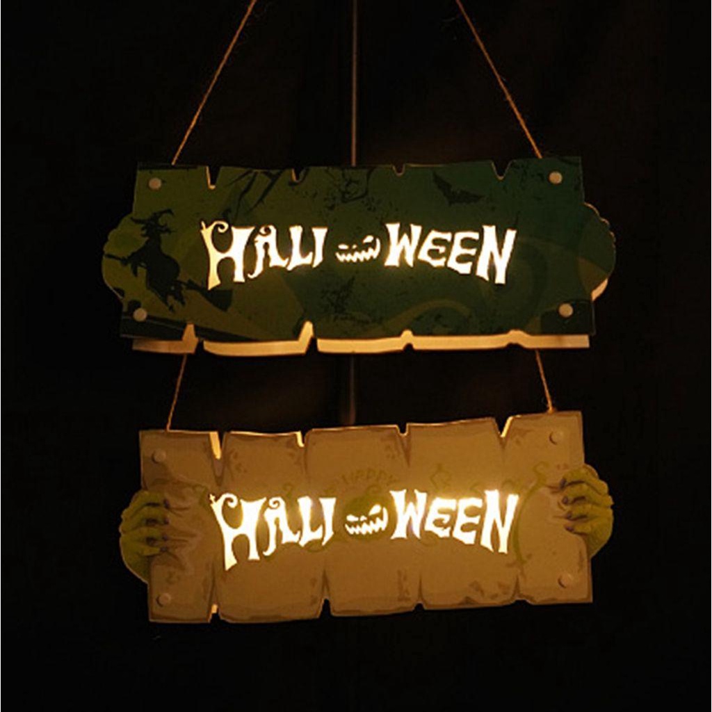 Bảng Hiệu Trang Trí Cửa Có Thể Tái Sử Dụng Kèm Đèn Chủ Đề Halloween