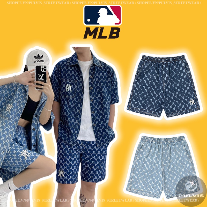 ⚡️[Hight Quality] - Quần Short Jeans MLB Classic Monogram Denim Short NY Yankees, Quần Short MLB