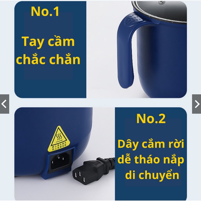 HÀNG XỊN Nồi Điện Mini Hai Tầng Đa Năng Tặng Kèm Khay Hấp có thể Chiên, Xào, Nấu ăn, nấu cơm, nấu lẩu mini 4 người ăn