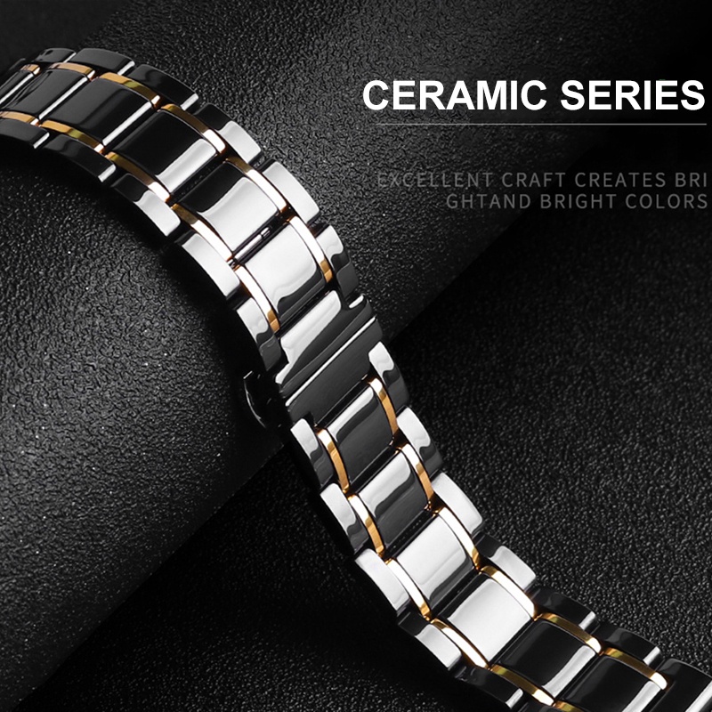 Dây đeo bằng gốm + thép không gỉ 44mm 40mmm 42mm 38m sang trọng thích hợp cho Apple Watch dòng 6 SE 5 4 3