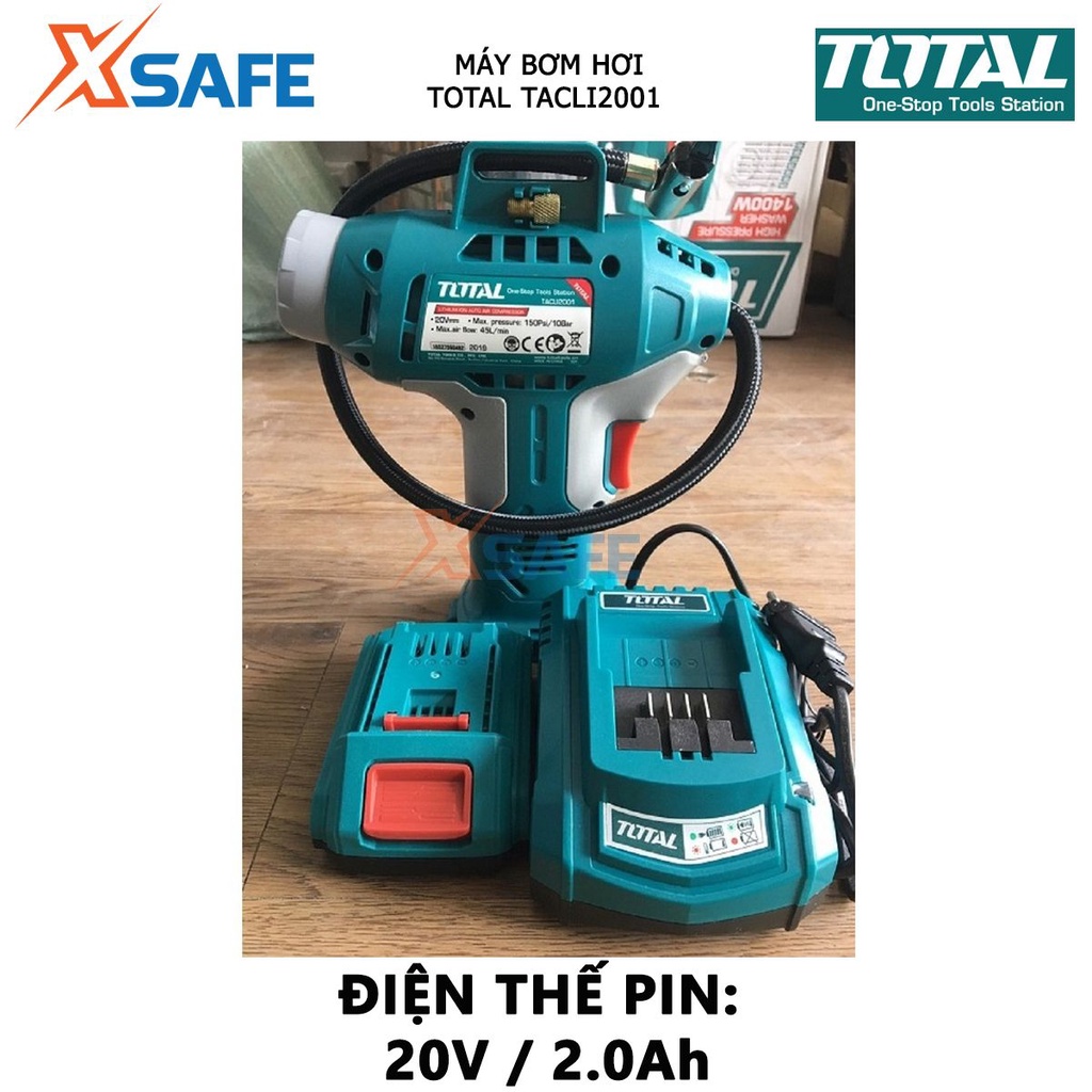 Máy bơm hơi tự động dùng pin TOTAL TACLI2001 áp suất tối đa 160PSI - Không kèm theo pin và sạc - chính hãng