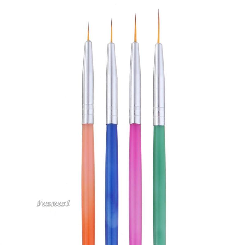[Fenteer1] 4 Cọ Vẽ Móng Tay Nghệ Thuật Bằng Lông Nylon Pha Trộn Chi Tiết Ngắn
