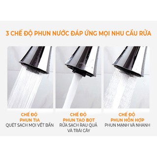Đầu vòi nước tăng áp 360 độ