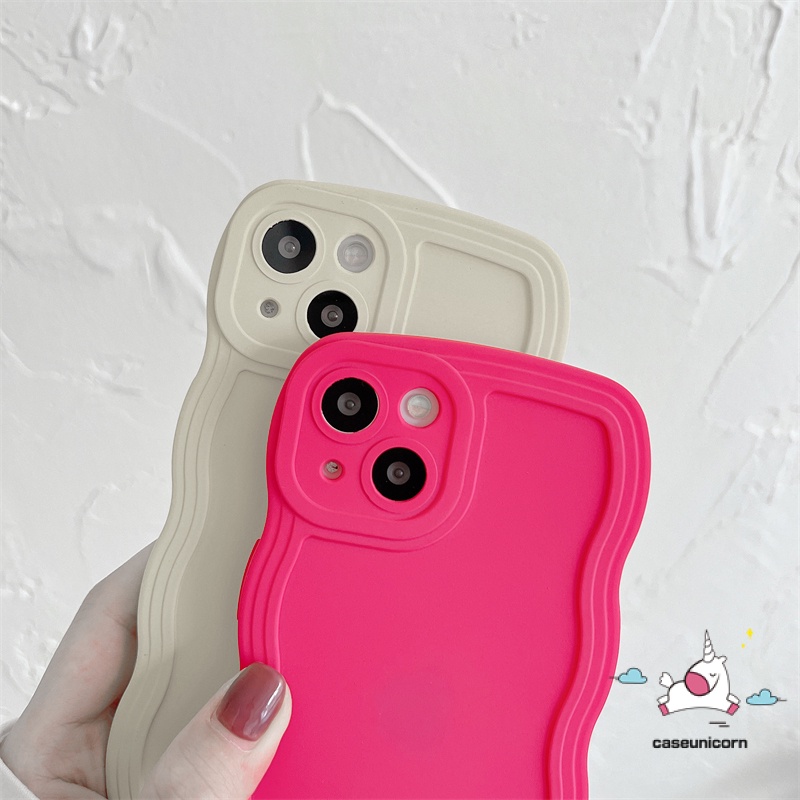 Ốp Điện Thoại Màu Trơn Viền Gợn Sóng Sang Trọng Cho iPhone 7 8 Plus XR 11 12 13 Pro MAX X XS MAX 7plus 8plus
