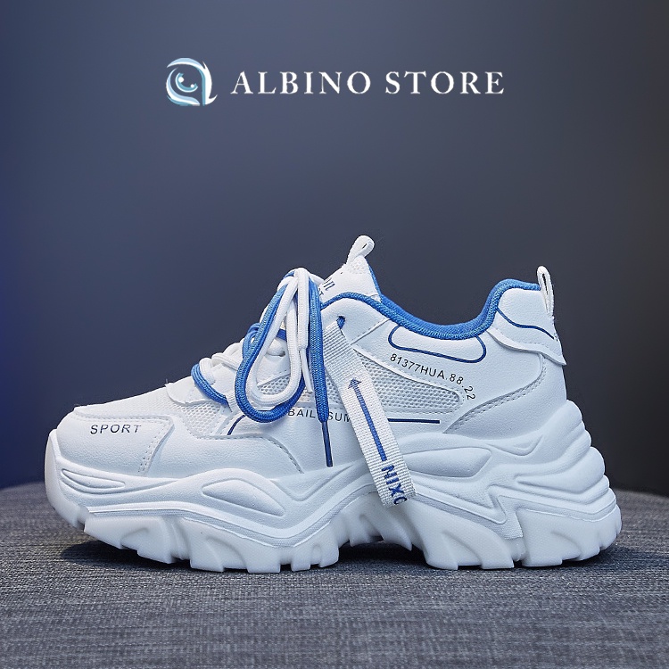 Giày ulzzang nữ, giầy thể thao nữ độn đế, giày đi học nữ, giầy đế cao, sneaker nữ màu trắng tăng chiều cao Albino ME17