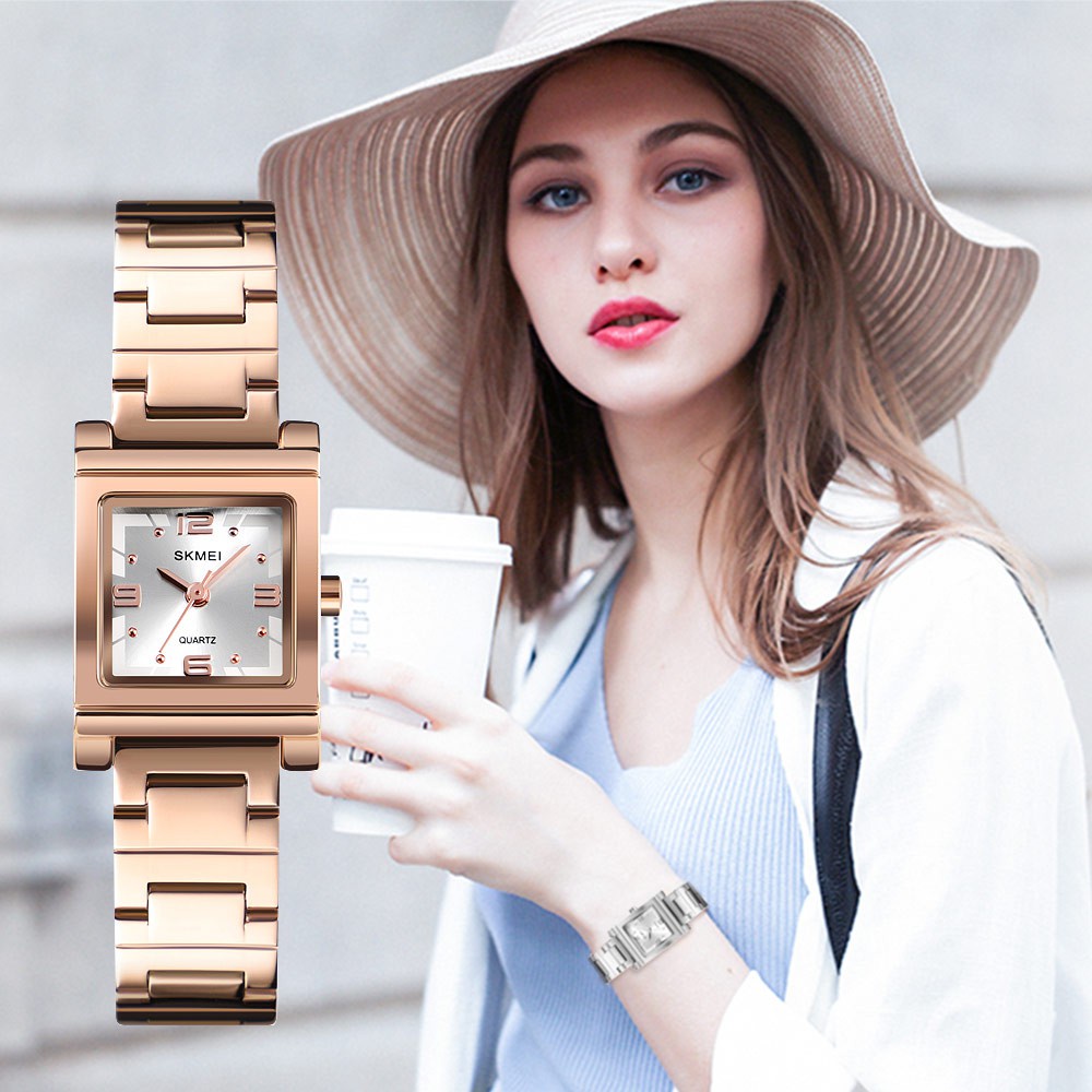 Đồng Hồ Quartz Mặt Vuông Dây Thép Không Gỉ SKMEI 1388