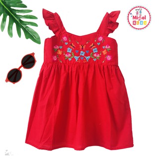 [HOT] Váy bé gái cánh tiên đầm bé gái 2 dây đỏ thêu hoa đi biển dạo phố siêu đẹp - Ảnh thật Misolkids by huong274